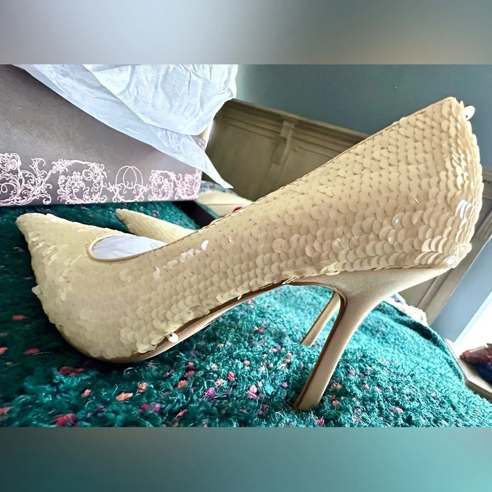 Jeffrey Campbell Risk Sequin Heels — NWT, Rare Neutral Colorway, Size 8